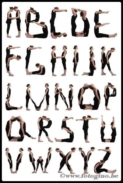 An Alphabet Made Up Of People Doing Different Yoga Poses With Their