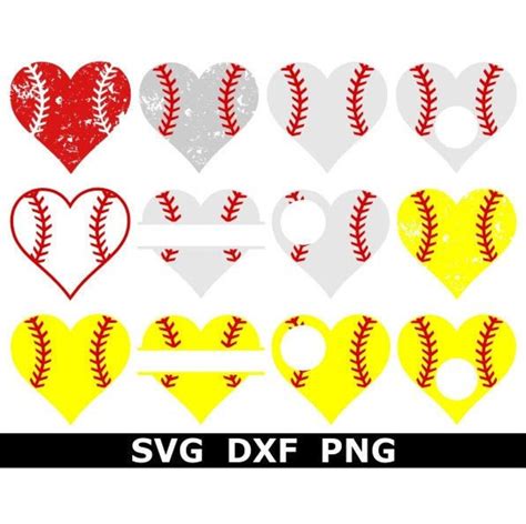 Baseball Svg Softball Heart Svg Baseball Heart Svg Instant Download