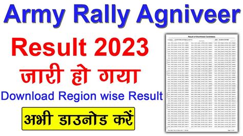 Army Agniveer Result 2023 Check And Download Now