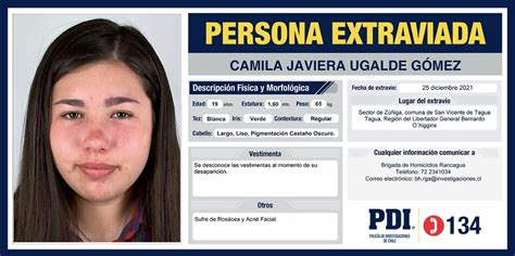 PDI Ohiggins on Twitter Ayúdanos a encontrar a Camila Javiera Ugalde