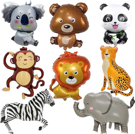 8 Pcs Safari Animal Balloons Jungle Safari Birthday Party