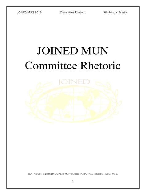 JOINED MUN Committee Rhetoric PDF | PDF | Supermajority | Elections