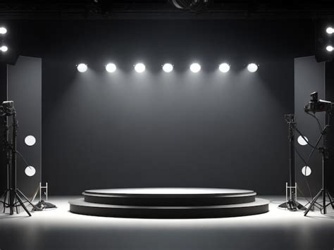 Premium Photo Empty Stage With Lighting Equipment On A Stage