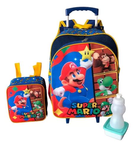 Mochila Infantil Super Mario Luigi G Rodinhas Lancheira Cor Azul