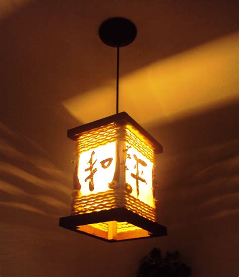 Lustre De Teto Lumin Ria R Stico De Corda Japon S Ideograma