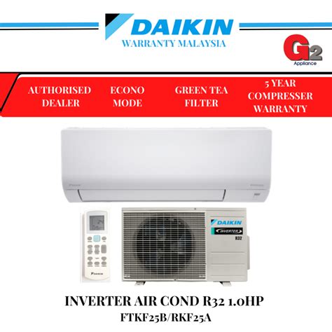 Daikin大金 冷气机 R32 1hp Inverter Air Cond Wifi Ftkf 25bv1mf 3wmy Lf