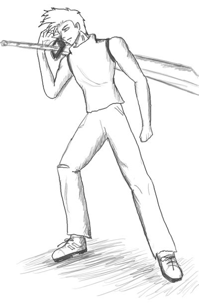 Swordsman Drawing Sketches Sketch Coloring Page