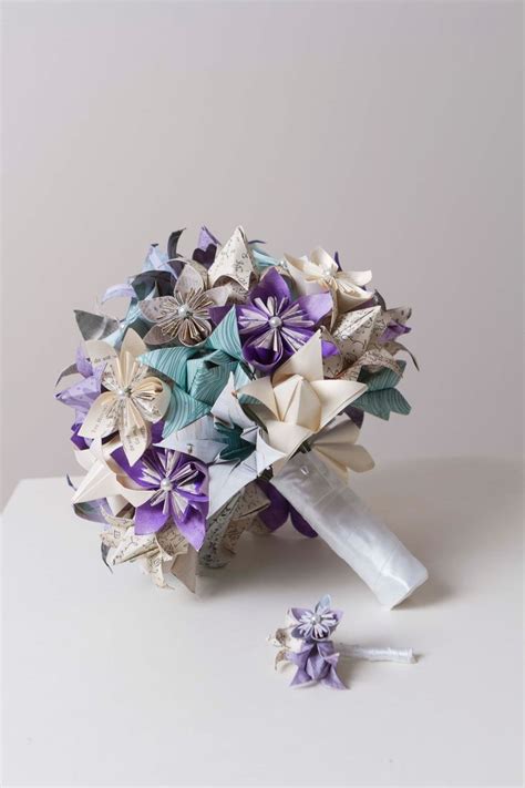 Origami Bridal Bouquet Paper Flower Bouquet Book Page Bouquet Bridal Set Origami Flower