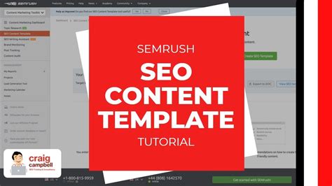 SEMRush SEO Content Template SEO Writing Assistant Tutorial YouTube