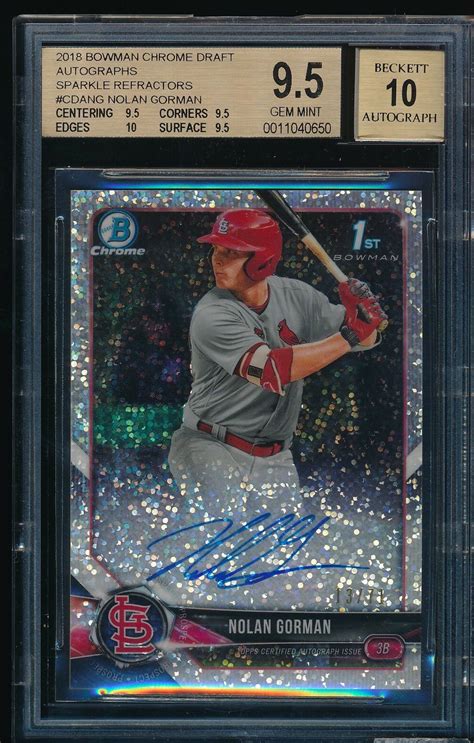 Bgs Nolan Gorman Auto Bowman Chrome Sparkles Refractor