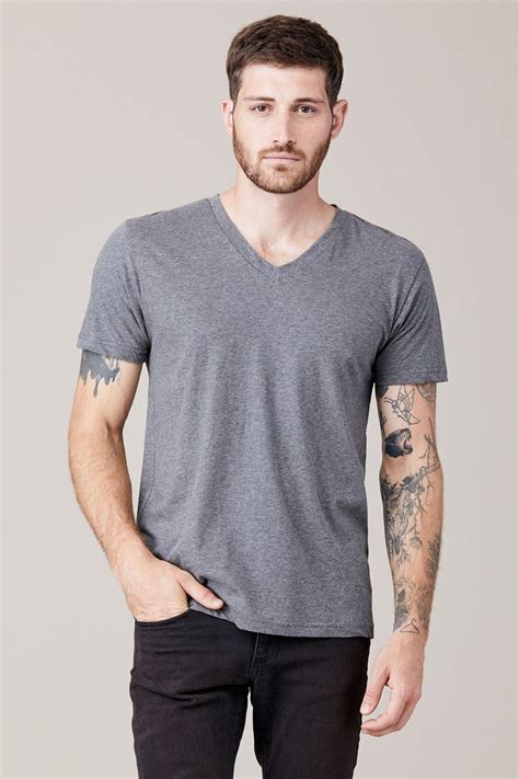 Mens Short Sleeve V Neck Heather Grey Lna Clothing Lna Clothing