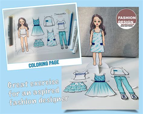 Samantha Printable Paper Doll With Coloring Page for Fashion Design,diy ...