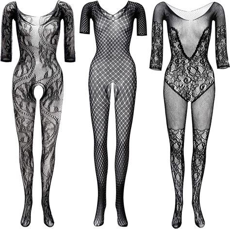 GVIANCXI 3 Pack Womens Fishnet Bodystockings Mesh Lingerie Sleepwear