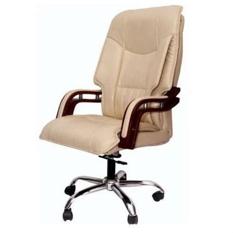 Leather High Back Revolving Director Chair For Office Fixed Arm At