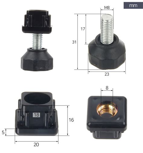 철물가이드 각조절발세트20 발8x23mm검정