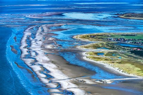 Sankt Peter Ording Von Oben Sandstrand Landschaft An Der Nordsee