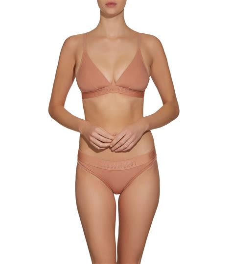 Womens Calvin Klein Nude Logo Briefs Harrods US