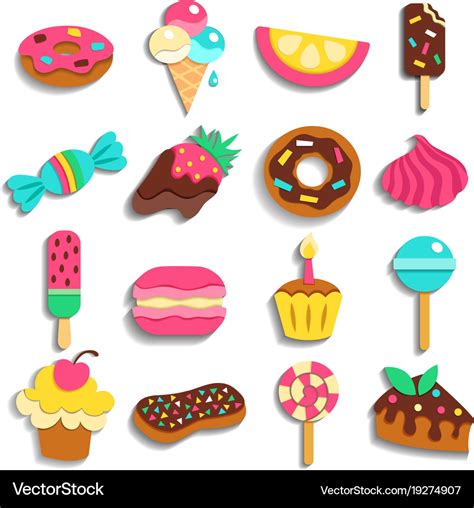 Sweets Party Treats Icons Collection Royalty Free Vector