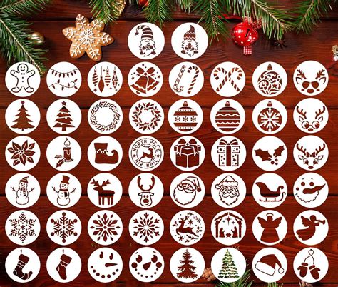 Christmas Stencils For Painting On Wood 3x3” Reusable Holiday Xmas Stencil Drawing Templates For