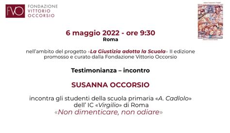 Fondazione Vittorio Occorsio Maggio Ore Susanna Occorsio