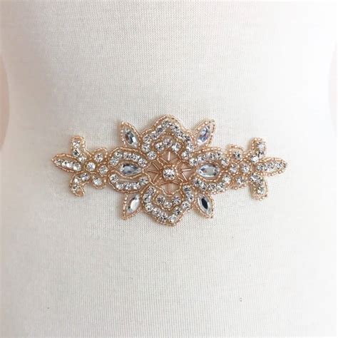 Rose Gold Eloise Emblem Rhinestone Applique Shine Trim