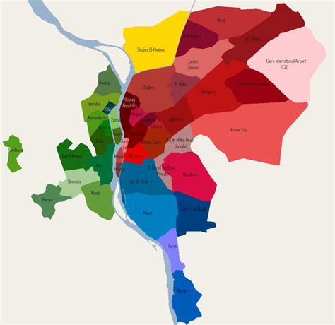 Cairo districts map - Cairo neighborhood map (Egypt)