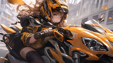 Sci Fi Anime Girl Motorcycle 4K 9160i Wallpaper PC Desktop