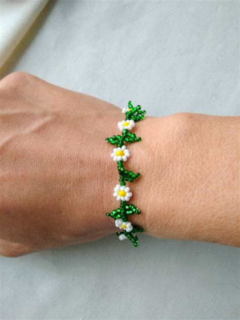 Beading Tutorial Daisy Chain Beaded Bracelet How To Make Etsy Sweden