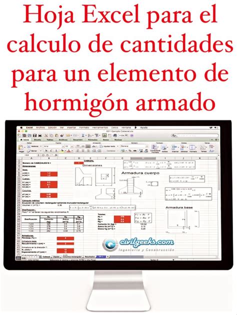 Hoja Excel Para El Calculo De Cantidades Para Un Elemento De Hormigon Armado