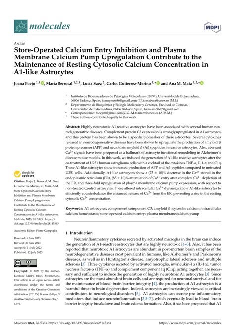 PDF Store Operated Calcium Entry Inhibition And Plasma Membrane