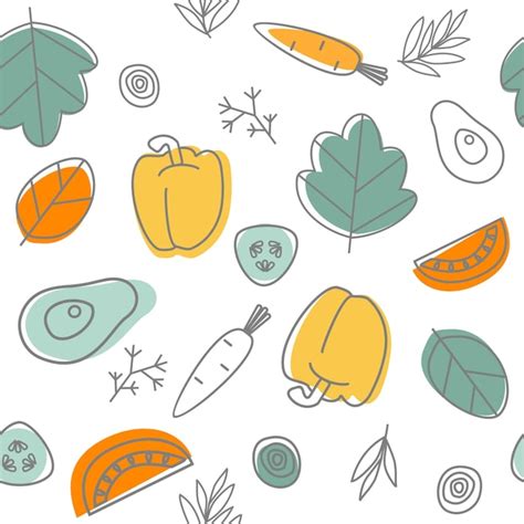 Fondo transparente de verduras patrón de doodle alimentos saludables