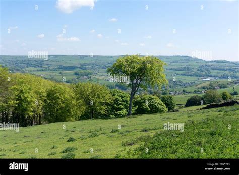 View across the Calder Valley, Luddenden Foot, West Yorkshire Stock ...