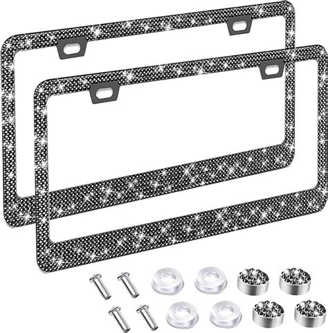 Amazon Black Bling License Plate Frame For Women 2 Pack Sparkly