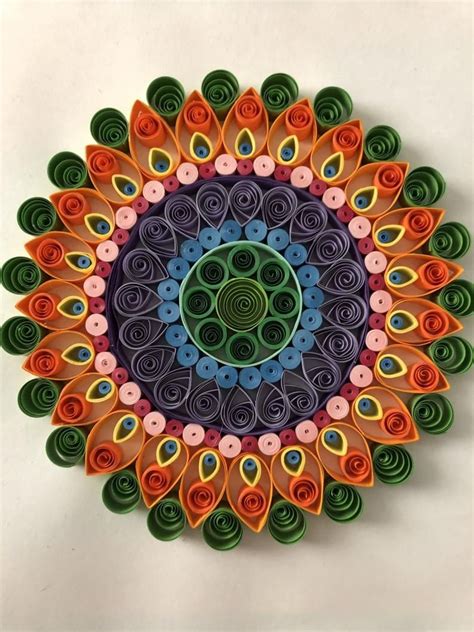 Hand Made Mandala Quilling Framed Quilled Paper Art Home Etsy