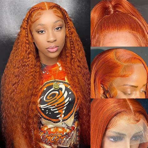 Amazon Orange Lace Front Wigs Human Hair Deep Wave Lace Front