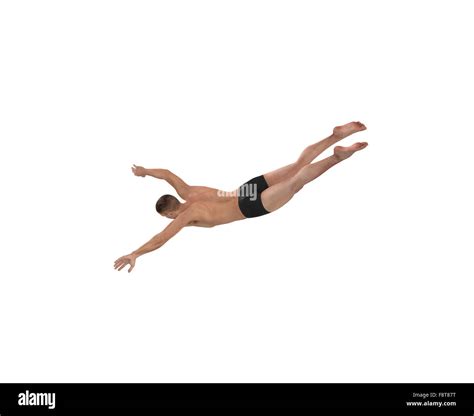 Man Diving Into Water Isolated On White Stock Photo Alamy