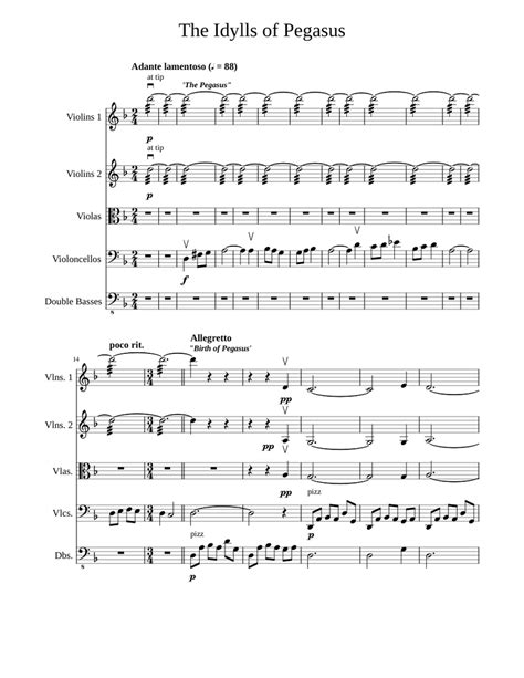 Theidyllsofpegasus Sheet Music For Contrabass Violin Strings Group Mixed Quintet