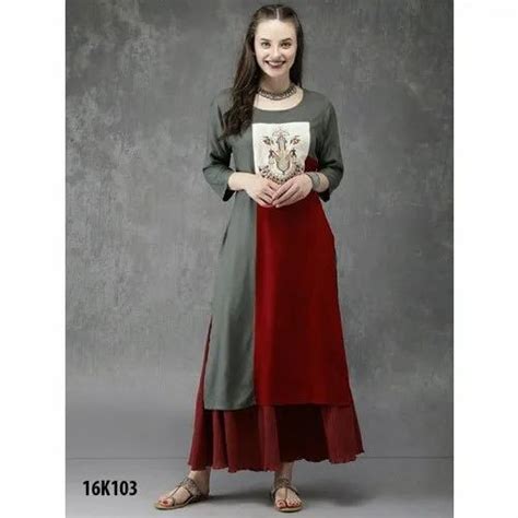 3 4th Sleeve Party Wear Cotton Kurtis Hand Wash Size M Xxl At Rs 400