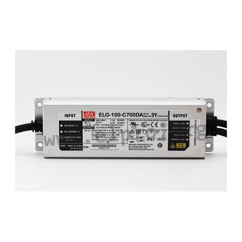 ELG 100 C1050DA 3Y Mean Well LED Drivers 100W Elpro Elektronik