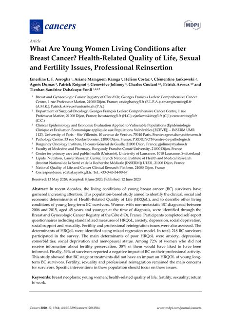 Pdf What Are Young Women Living Conditions After Breast Cancer