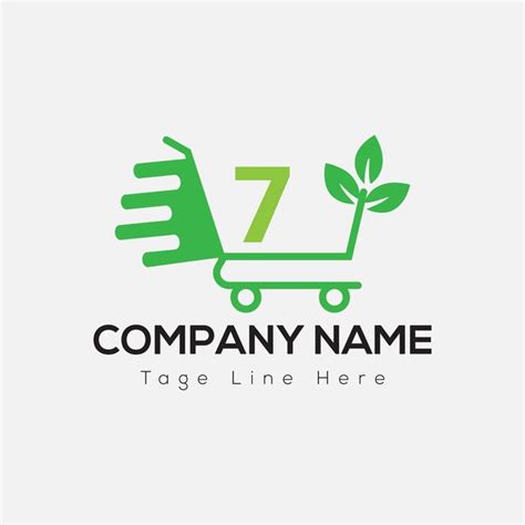 Premium Vector Eco Shopping Logo On Letter 7 Template Eco Online Cart