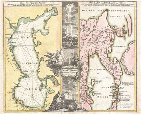 1725 Homann Map Of The Caspian Sea And Kamchatka As Yedso