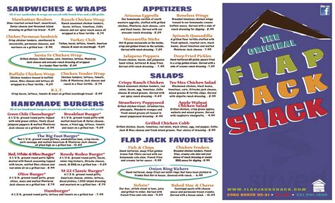 Original Flap Jack Shack menu in Traverse City, Michigan, USA