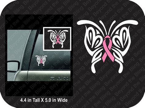 Breast Cancer Ribbon Decal Pink Ribbon Butterfly Decal Vinyl Etsy