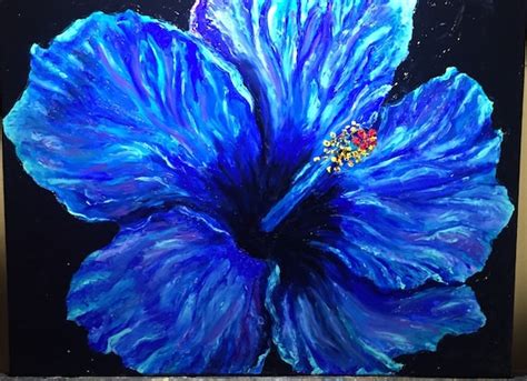 Blue Hibiscus Flower Hawaii Nature Beautiful Colorful Original Etsy