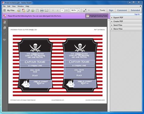 Pirate Party Invitation - Printable Studio