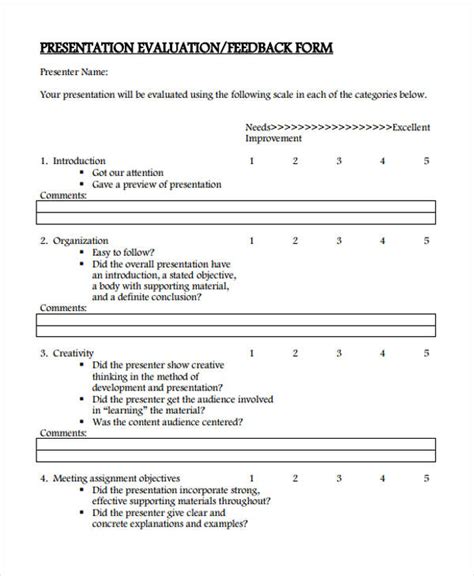 FREE 19 Presentation Feedback Forms In PDF MS Word Excel