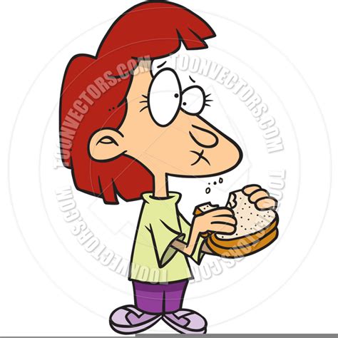 Girl Eating Sandwich Clipart