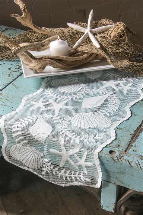 Heritage Lace Tidepool Table Runner, 14 by 40-Inch, White,TP-1440W ...