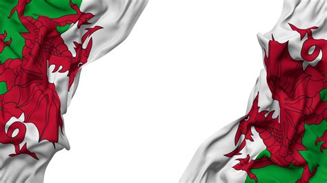 Wales Flag Cloth Wave Banner In The Corner With Bump And Plain Texture Isolated 3d Rendering